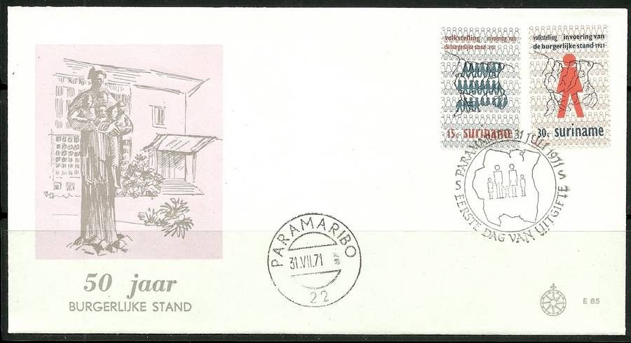 Znaczek Surinam 1971 Mi 605-606 FDC