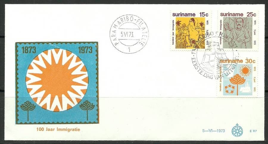 Znaczek Surinam 1973 Mi 651-653 FDC