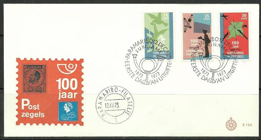 Znaczek Surinam 1973 Mi 663-665 FDC
