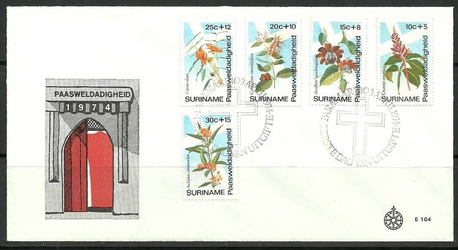 Znaczek Surinam 1974 Mi 666-670 FDC