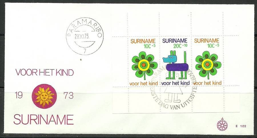 Znaczek Surinam 1973 Mi bl 13 FDC