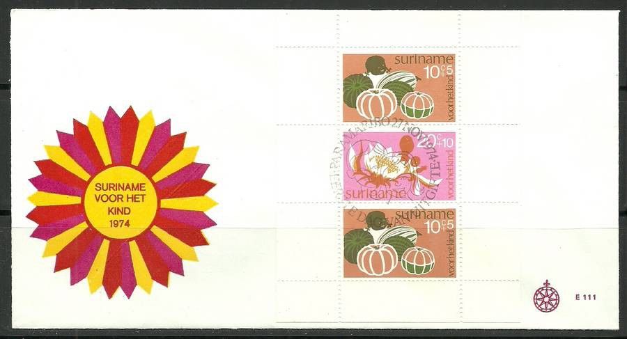Znaczek Surinam 1974 Mi bl 14 FDC