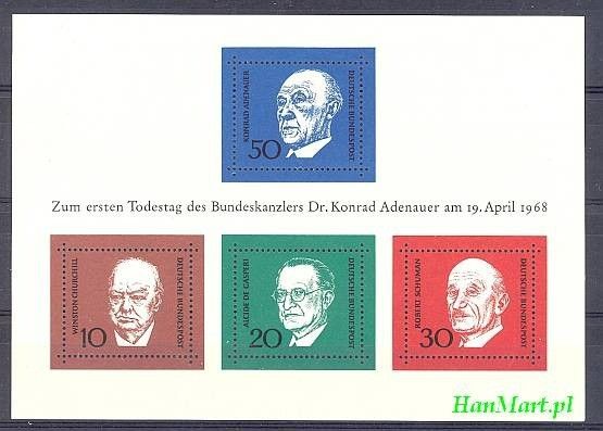 Znaczek Niemcy 1968 Mi bl 4 Czyste **