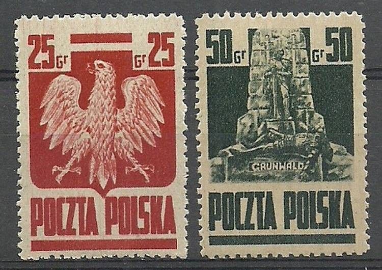 Znaczek Polska 1944 Mi 383-384 Fi 342-343 Czyste **