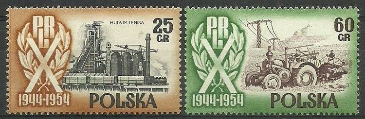 Znaczek Polska 1954 Mi 877-878 Fi 749I+752I Czyste **