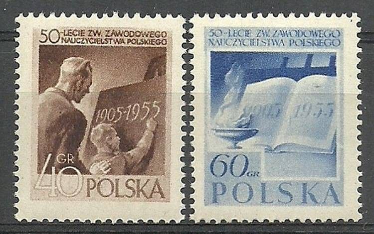 Znaczek Polska 1955 Mi 952-953 Fi 808-809 Czyste **