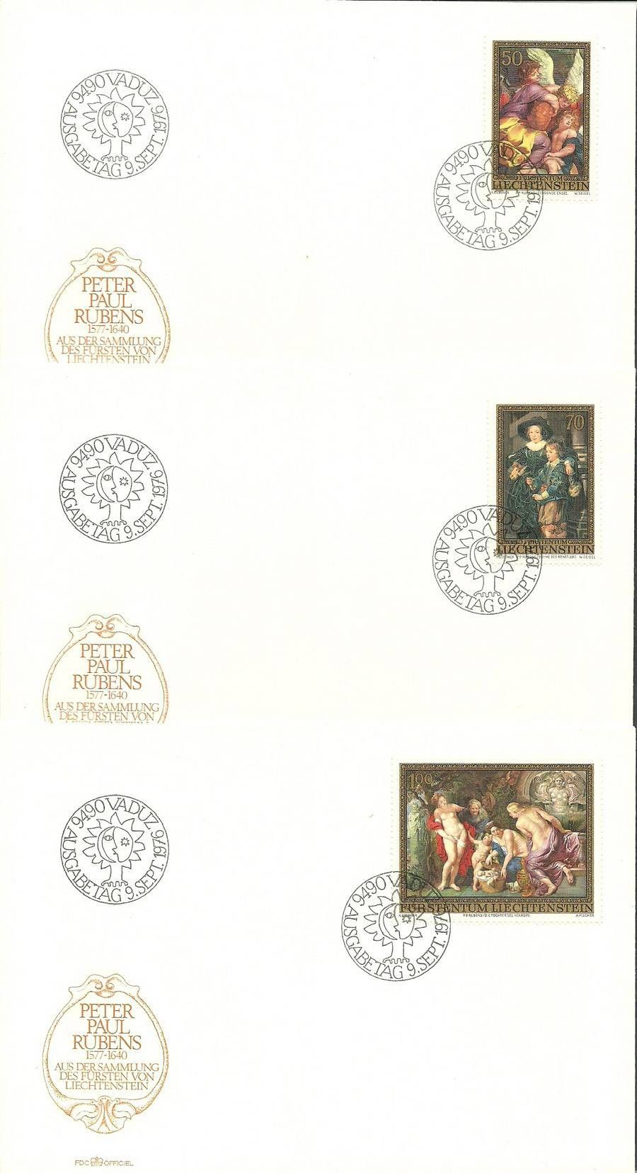 Znaczek Liechtenstein 1976 Mi 655-657 FDC