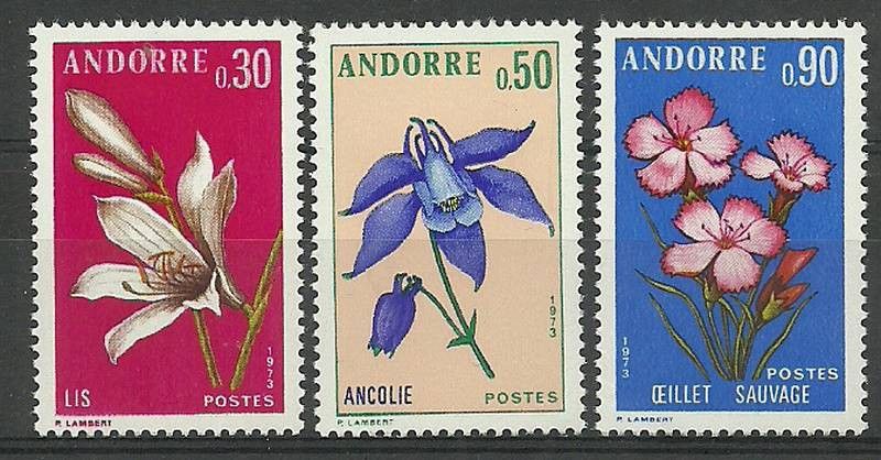 Znaczek Andora Francuska 1973 Mi 250-252 Czyste **