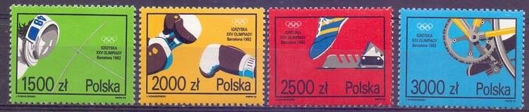Znaczek Polska 1992 Mi 3388-3391 Fi 3240-3243 Czyste **