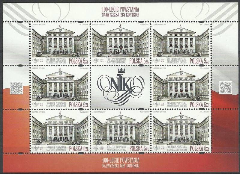 Znaczek Polska 2019 Mi ark 5090 Fi ark 4940 Czyste **