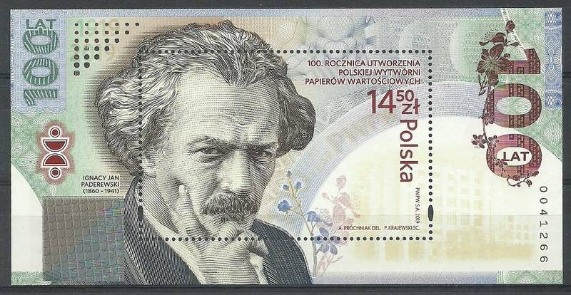 Znaczek Polska 2019 Mi bl 281 Fi bl 328 Czyste **