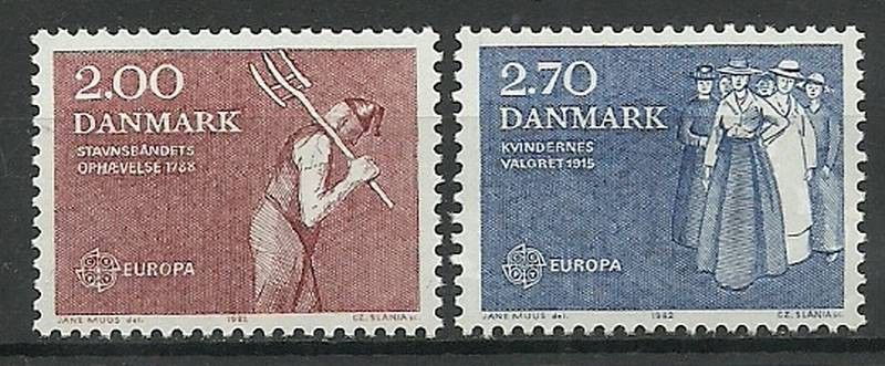 Znaczek Dania 1982 Mi 749-750 Czyste **