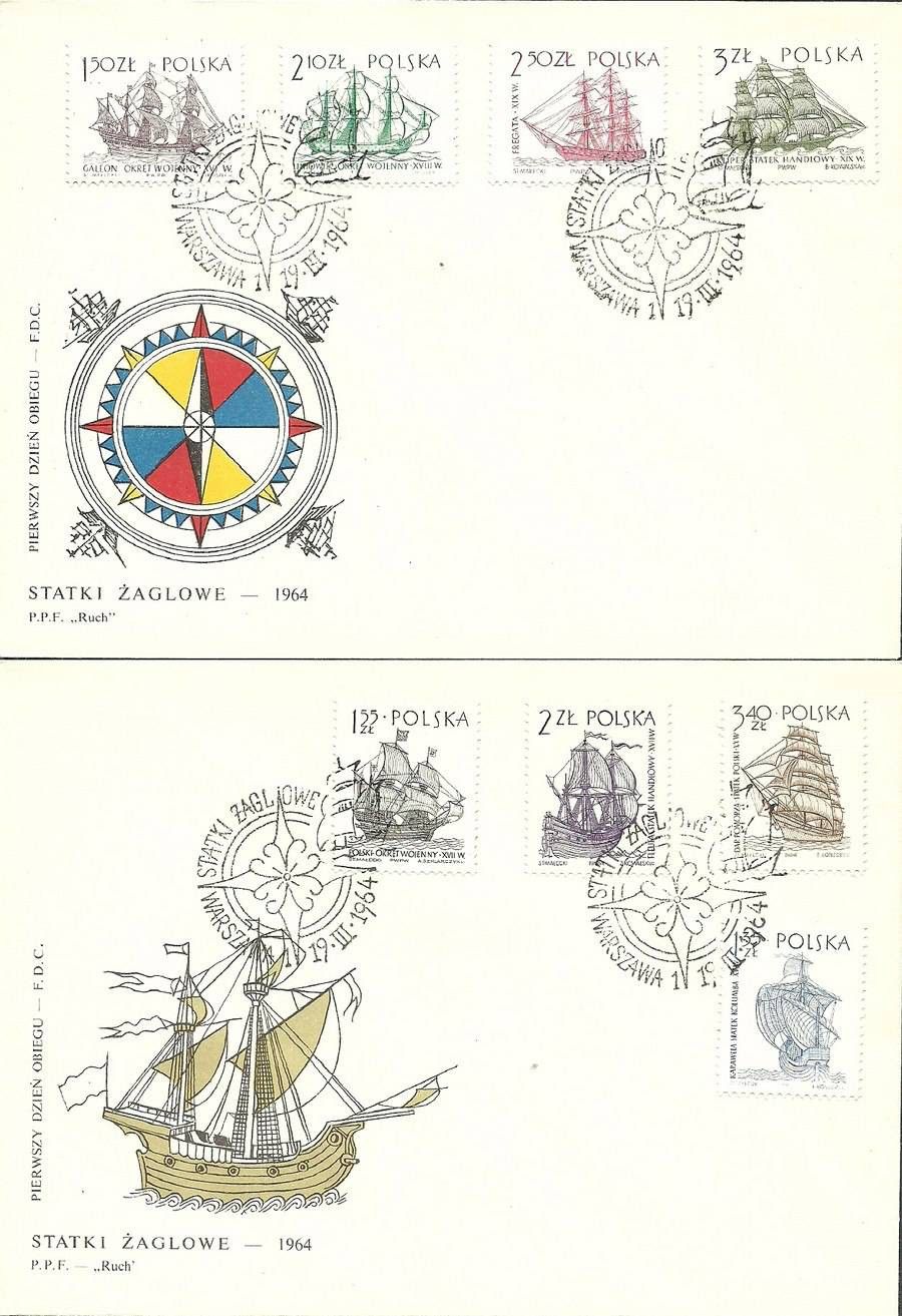 Znaczek Polska 1964 Mi 1465-1472 Fi 1317-1324 FDC