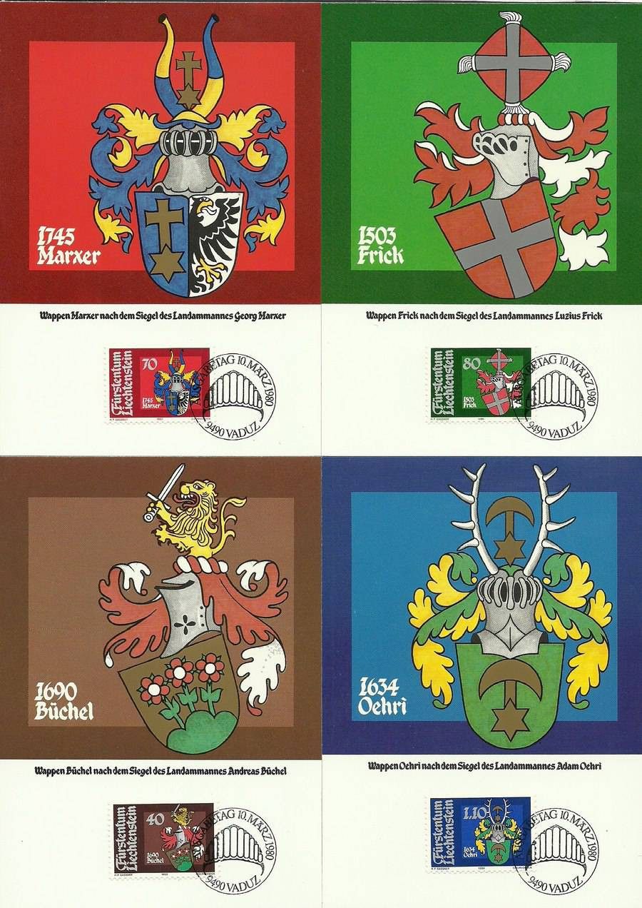 Znaczek Liechtenstein 1980 Mi 743-746 Karta Max