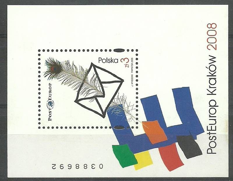 Znaczek Polska 2008 Mi bl 177 Fi bl 208 Czyste **