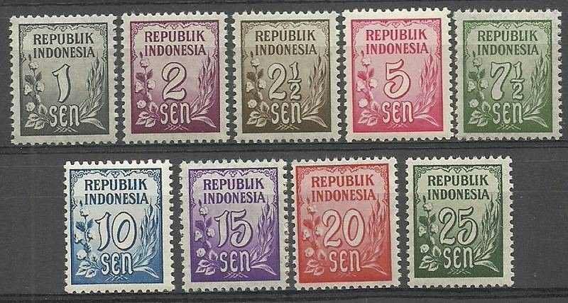 Znaczek Indonezja 1951 Mi 73-81 Czyste **