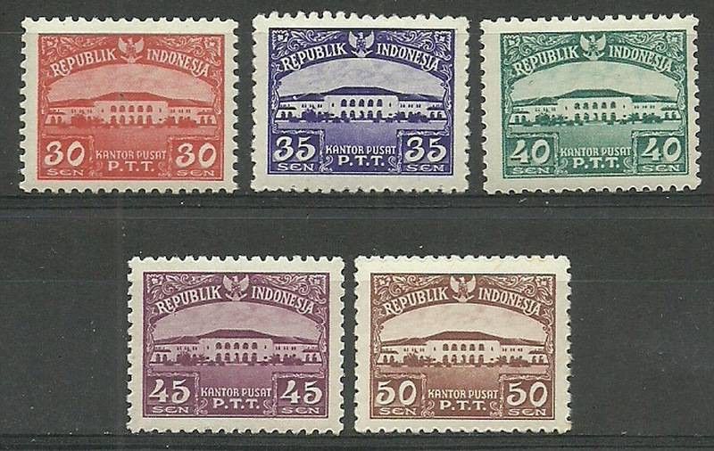 Znaczek Indonezja 1953 Mi 100-104 Czyste **