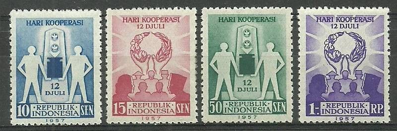Znaczek Indonezja 1957 Mi 201-204 Czyste **