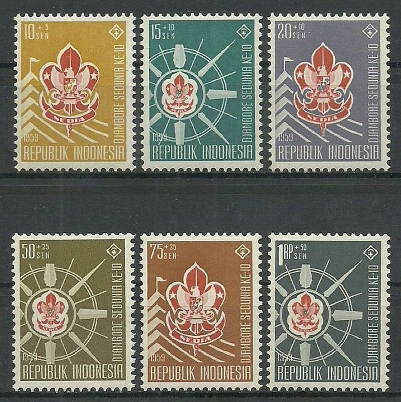 Znaczek Indonezja 1959 Mi 243-248 Czyste **