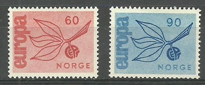 Znaczek Norwegia 1965 Mi 532-533 Czyste **