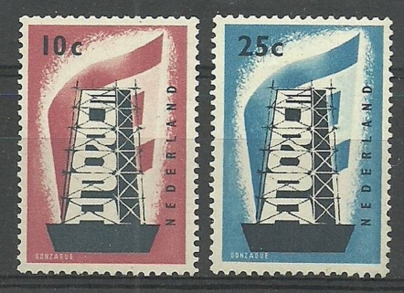 Znaczek Holandia 1956 Mi 683-684 Z podlepką *