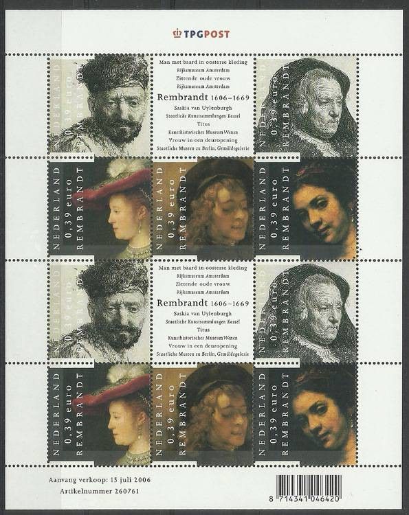 Znaczek Holandia 2006 Mi ark 2410-2414 Czyste **