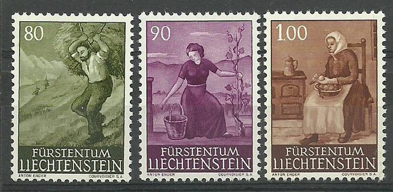 Znaczek Liechtenstein 1961 Mi 411-413 Czyste **