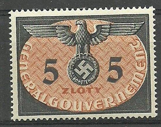 Znaczek Generalna Gubernia / GG 1940 Mi die 15 Fi U 15 Czyste **