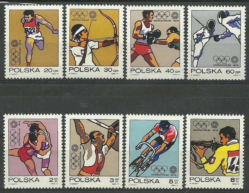 Znaczek Polska 1972 Mi 2149-2156 Fi 2002-2009 Czyste **