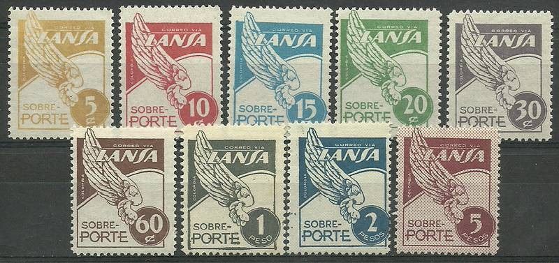 Znaczek Kolumbia 1950 Mi 557-565 Czyste **