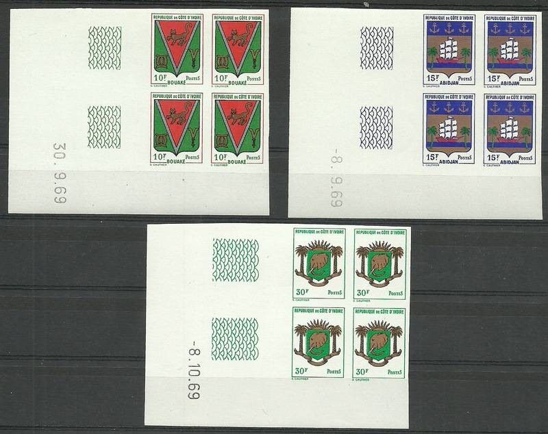 Znaczek Wybrzeże Kości Słoniowej 1969 Mi 348-350B Czyste **
