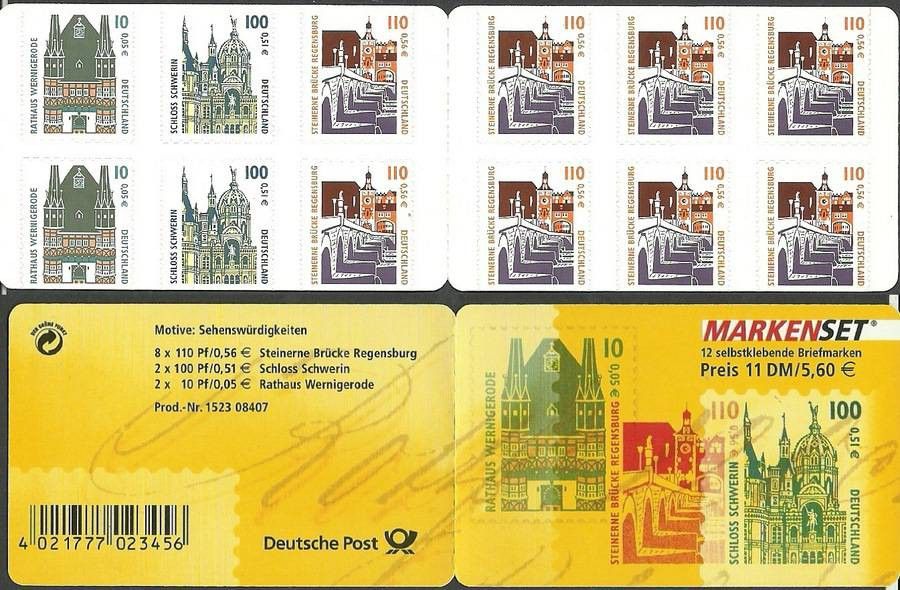 Znaczek Niemcy 2001 Mi mh 43 Czyste **