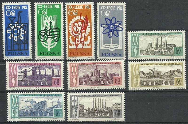 Znaczek Polska 1964 Mi 1503-1512 Fi 1355-1364 Czyste **