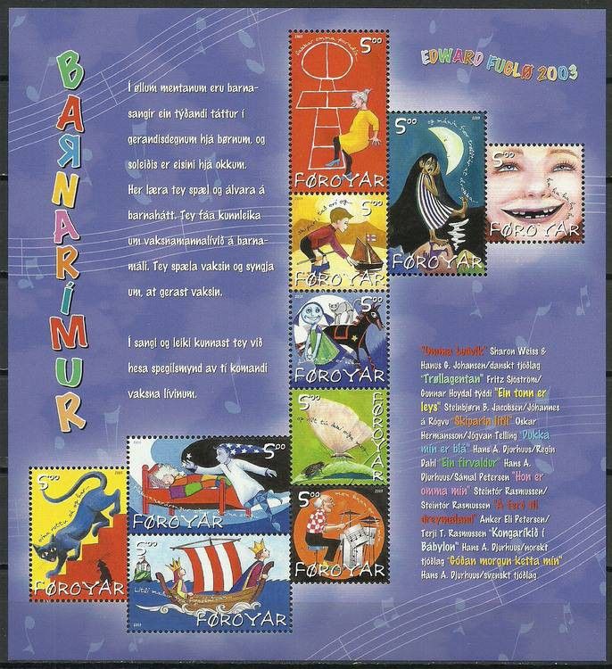 Znaczek Wyspy Owcze 2003 Mi ark 450-459 Czyste **