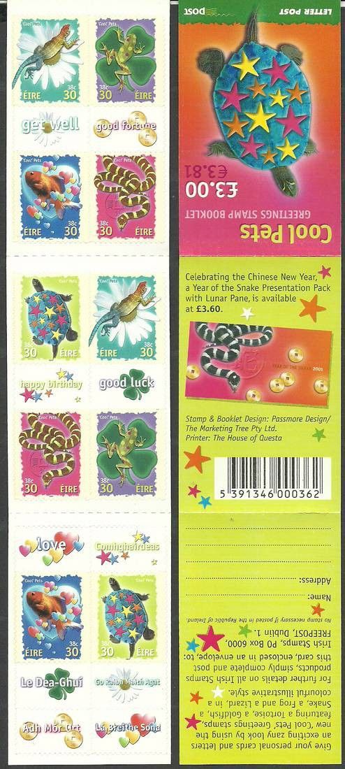 Znaczek Irlandia 2001 Mi mh 1308-1312 Czyste **