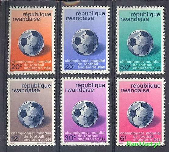 Znaczek Rwanda 1966 Mi 183-188 Czyste **