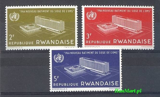 Znaczek Rwanda 1966 Mi 168-170 Czyste **