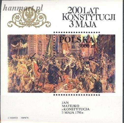 Znaczek Polska 1991 Mi bl 112 Fi bl 141 Czyste **