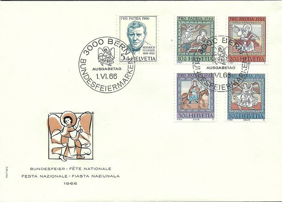 Znaczek Szwajcaria 1966 Mi 836-840 FDC