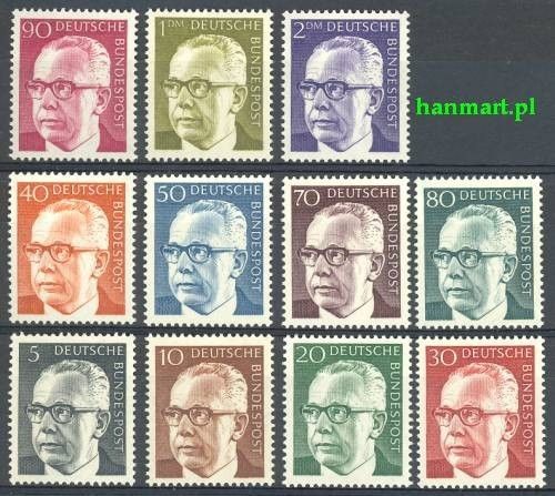 Znaczek Niemcy 1970 Mi 635-645 Czyste **