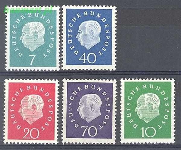 Znaczek Niemcy 1959 Mi 302-306 Czyste **