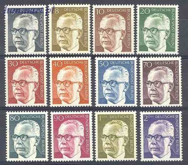 Znaczek Berlin Niemcy 1970 Mi 359-370 Czyste **