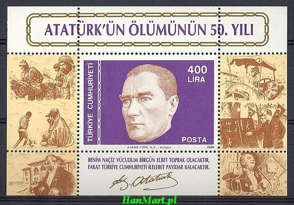 Znaczek Turcja 1988 Mi bl 27 Czyste **