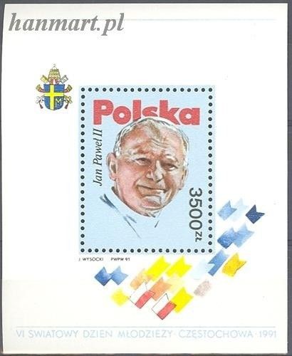 Znaczek Polska 1991 Mi bl 113 Fi bl 143 Czyste **