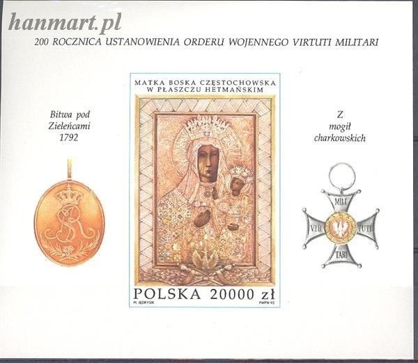 Znaczek Polska 1992 Mi bl 117 Fi bl 147 Czyste **