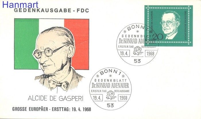 Znaczek Niemcy 1968 FDC