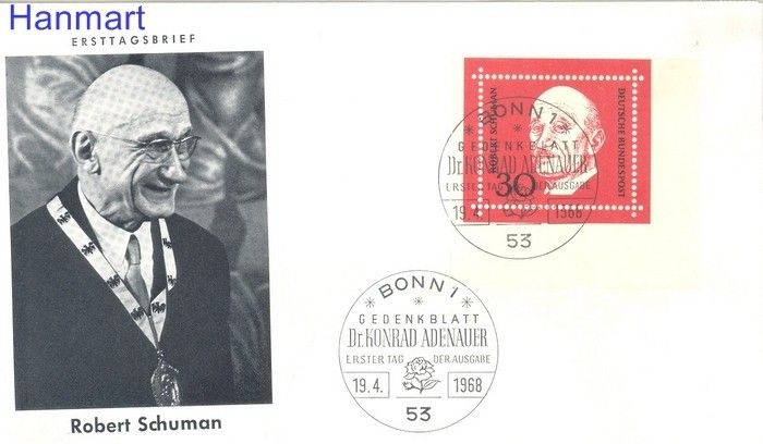 Znaczek Niemcy 1968 Mi 556 FDC