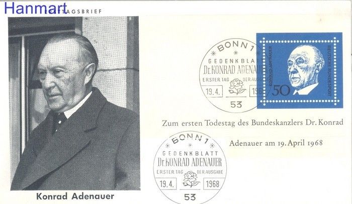 Znaczek Niemcy 1968 FDC