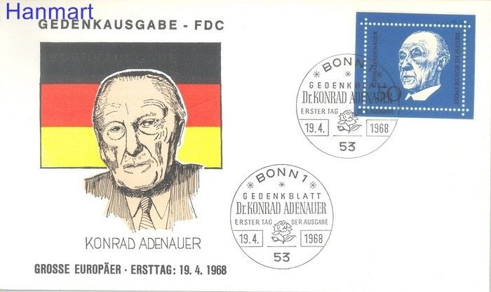 Znaczek Niemcy 1968 FDC