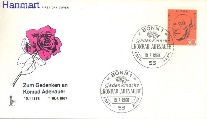 Znaczek Niemcy 1968 Mi 567 FDC